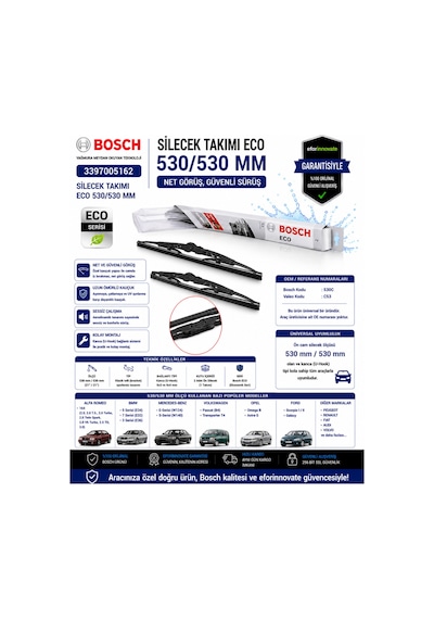 3397005162 Eco Silecek Takımı 530/530 Mm