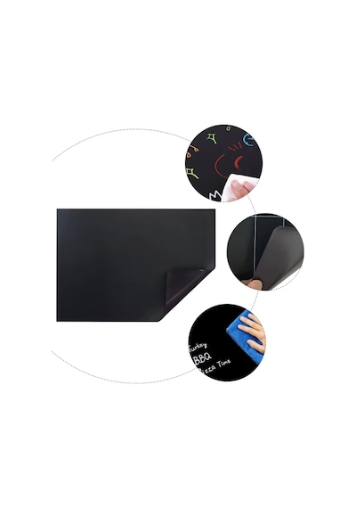 Buzdolabı Mıknatısı 1 Adet 25x35 Çocuk Kara Tahta Manyetik Yazı Tahtası Planlayıcısı Mesaj Panosu Siyah