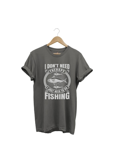 Fishing Balıkçı Balık Baskılı %100 Pamuk Regular Fit Gri T-shirt Gri