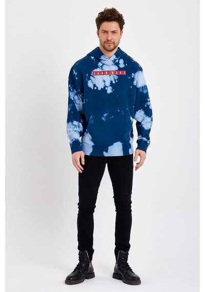 JAHR MARC Oversize Mavi Batik Yıkamalı Sweatshirt - XS Mavi