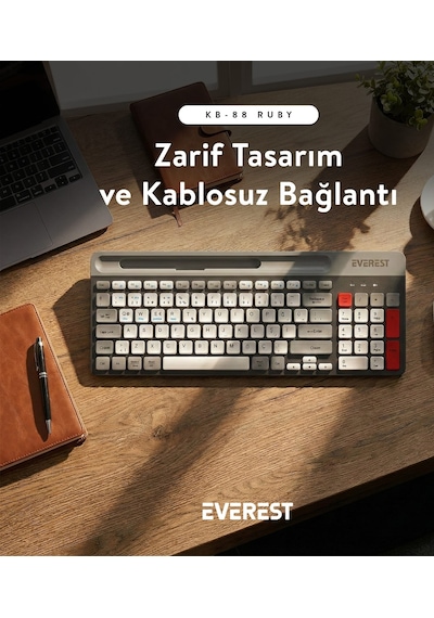 Everest KB-88 Ruby 2.4G Kablosuz Bluetooth Türkçe Q Klavye