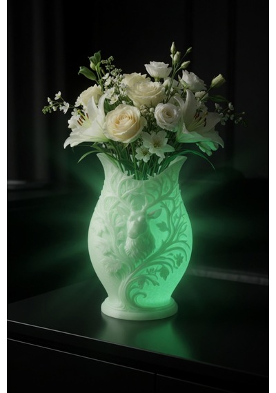 3d Baskılı Geyik Desenli Dekoratif Vazo 15 Cm Çok Renkli