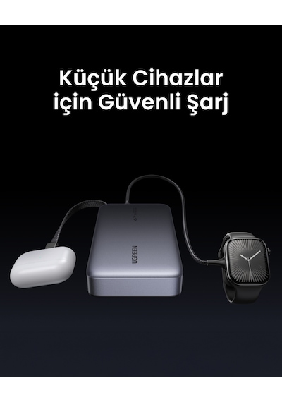 Ugreen Nexode 20.000 Mah 67w Usb-c Dahili Kablolu Hızlı Şarj Powerbank, 55996b Gri