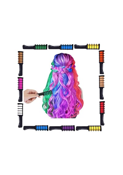 Rengarenk Saç Boyama Tebeşiri - Mini Taraklı Konsept Saç Boyama Seti Hair Chalk Turuncu