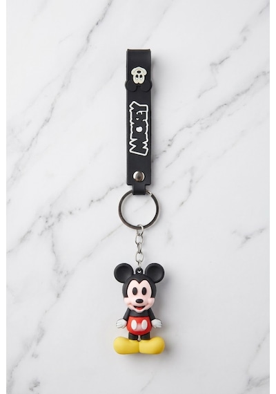 Disney Mickey Mouse Figürlü Silikon Anahtarlık Kırmızı - Siyah