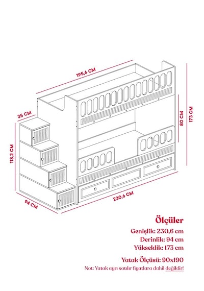 Aras Mdf Çelik Profilli Yavrulu Ranza M1
