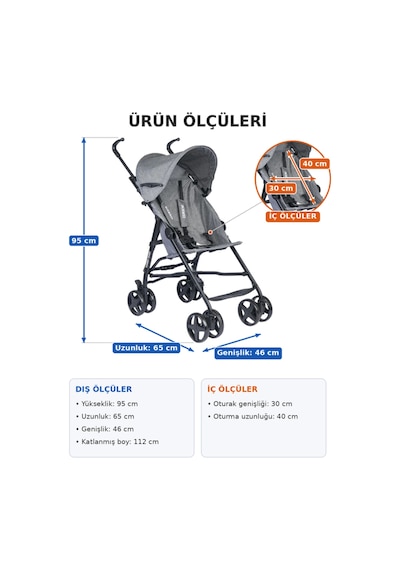 Tommybaby Comfort Pratik Baston Puset Bebek Arabası Çocuk Arabası