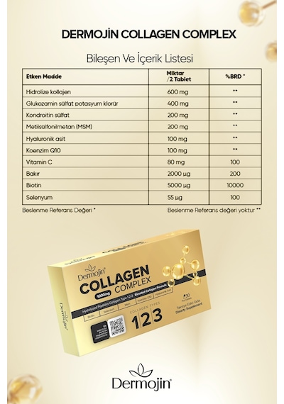 Dermojin 1000 MG Tip I-II-III Collagen Complex 2 x 30 Tablet