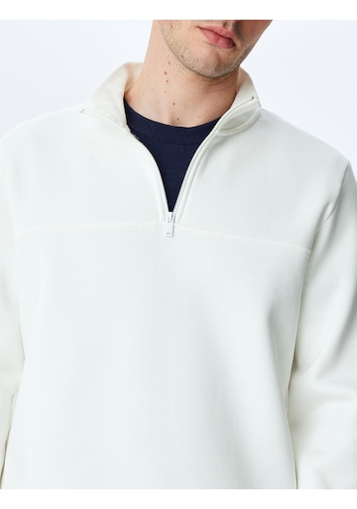 Koton Uzun Kollu Pamuk Karışımlı Basic Yarım Fermuarlı Sweatshirt Beyaz 5wam70255mk BEYAZ Beyaz Koton Uzun Kollu Pamuk Karışımlı Basic Yarım Fermuarlı Sweatshirt Beyaz 5wam70255mk BEYAZ Beyaz
