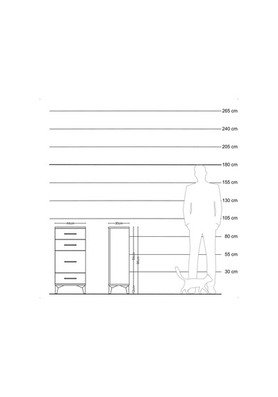 Arges Komodin 4 Çekmeceli 44x30x96 Aytaşı-çam Aytaşı