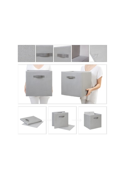 Ocean Home Textile 2'li Gri Renk Jüt Kutu Set 33x30x33 cm