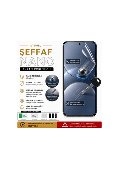Oppo A95 Uyumlu Şeffaf Nano Kırılmaz Darbe Emici Koruyucu Hidrojel Film