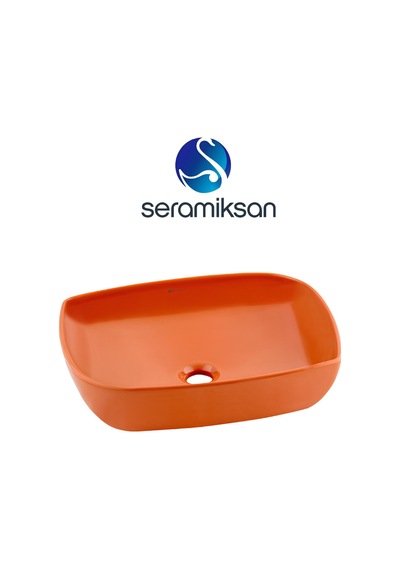 Seramiksan Dies Oval Tezgâh Üstü Batarya Deliksiz Turuncu Lavabo 50x38 Cm A002153h Turuncu