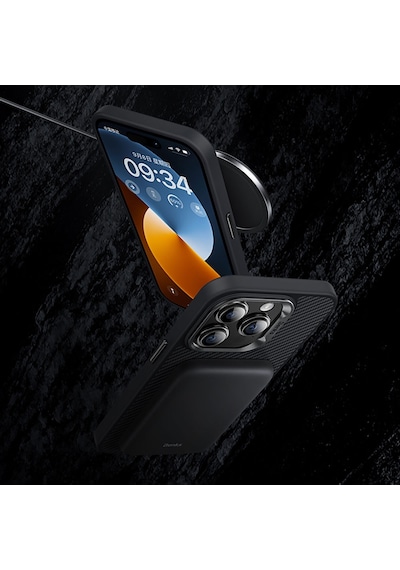 Apple Uyumlu iPhone 15 Pro Max Kılıf Karbon Fiber Magsafe Şarj Özellikli Benks Hybrid Armorpro 600d Kevlar