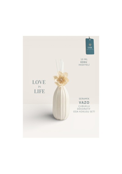 Chacha Home Luxury Love İn Life İthal Seramik Vazo Çubuklu Dekoratif Oda Kokusu Seti Oda Kokusu Hediyeli Parfümlü