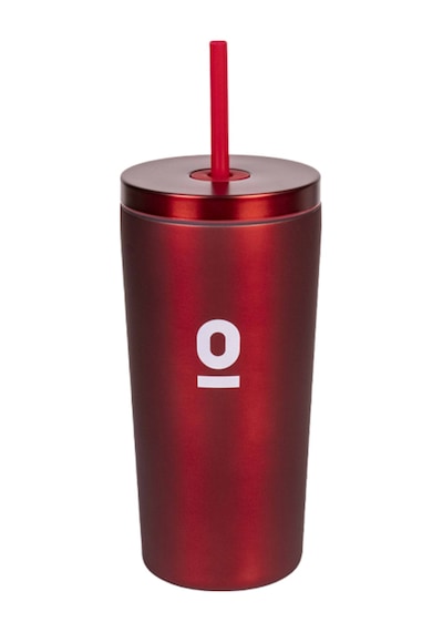 Kırmızı Metal Paslanmaz Çelik Pipetli Termos 520 ML Kapaklı No:95