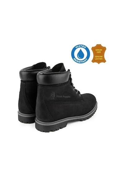 Hush Puppies Empresa 725039 Gerçek Deri, Anatomik, Waterresist Kadın Bot Siyah Siyah