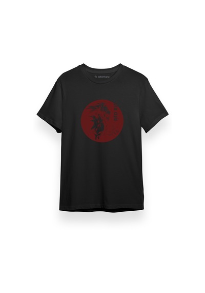 My Hero Red Riot Siyah Kısa Kol Erkek Tshirt 001
