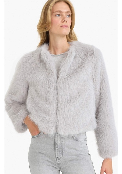 Defacto Regular Fit Kısa Suni Kürk F2147ax25wngr476 Gri-gr476