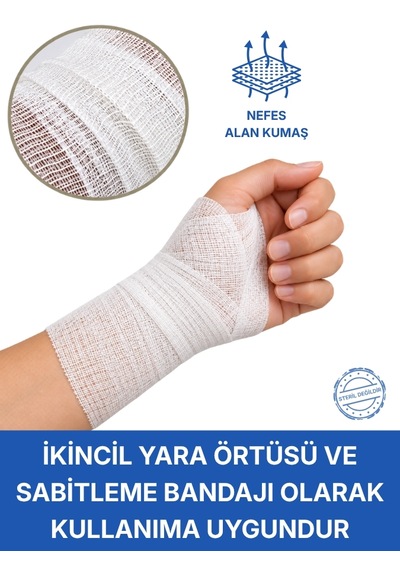 Elastik Sargı Bezi 10cm X 4m Gerildiğinde Tek Paketli, Vücuda Uyumlu Esnek Medikal Gazlı Bez