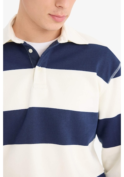 DeFacto Relax Fit Polo Yaka Çizgili Kalın Sweatshirt D7478AX25SPNV64 DeFacto Relax Fit Polo Yaka Çizgili Kalın Sweatshirt D7478AX25SPNV64