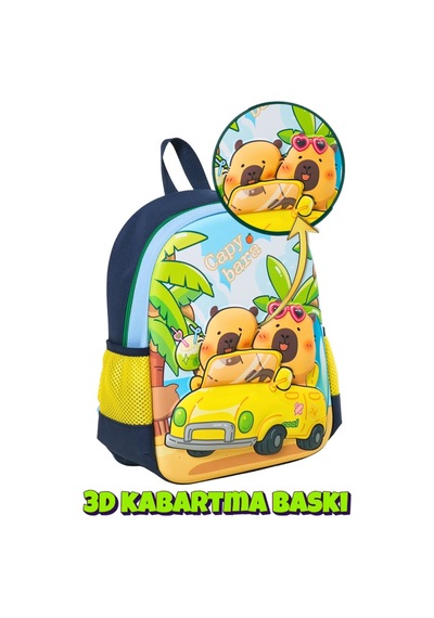 Capybara Lisanslı Çocuk Okul Sırt Çantası Eva Ön Yüzeyli Lacivert