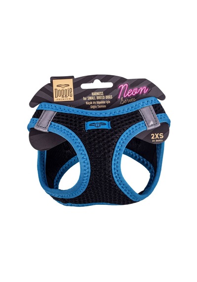 Doggie Havalı Dokuma Neon Serisi Küçük Irk Göğüs Tasması Mavi 2XS Mavi
