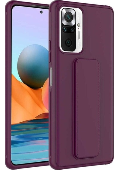 Xiaomi Redmi Note 10 Pro Kılıf Zore Qstand Kapak Mürdüm