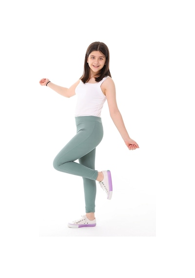 Kız Çocuk Fitilli Yüksek Bel Toparlayici Uzun Spor & Günlük Tayt 001