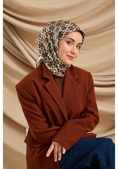 Silk Home Twill İpek Eşarp 11481-07 Bej, Mor, Kahverengi, Petrol Mavi