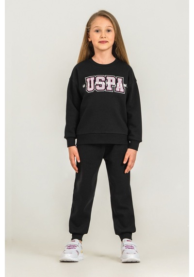 U.S. Polo Assn. Kız Çocuk Baskılı Siyah Uzun Kol Eşofman Takımı Us2717-c-v1 Us2717-c-v1