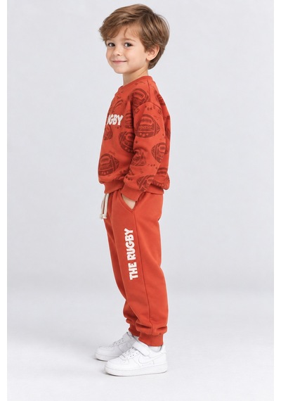 Ahengim Erkek Çocuk Rugby Topu Baskılı Pamuklu Sweatshirt Ve Pantolon Eşofman Takımı Ak119 Turuncu Ahengim Erkek Çocuk Rugby Topu Baskılı Pamuklu Sweatshirt Ve Pantolon Eşofman Takımı Ak119 Turuncu