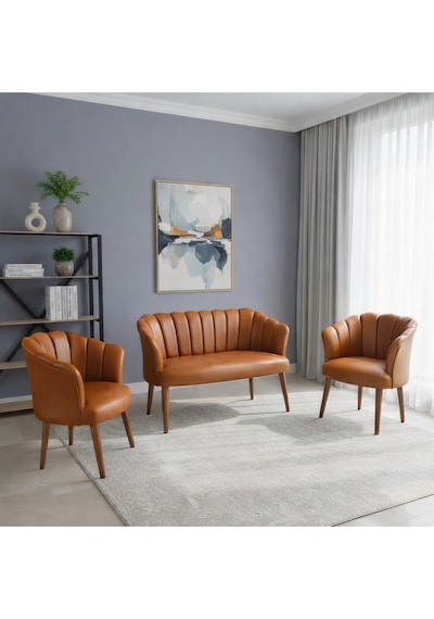 Azra Mobilya Papatya Deri Berjer Takımı 2 Tekli + 1 İkili Koltuk Balkon Ofis Kafe İçin Demonte Ayaklı Taba Taba Azra Mobilya Papatya Deri Berjer Takımı 2 Tekli + 1 İkili Koltuk Balkon Ofis Kafe İçin Demonte Ayaklı Taba Taba