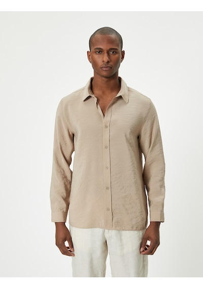 Koton Basic Gömlek Uzun Kollu Klasik Yaka Düğmeli Pamuklu Regular Fit Bej 4sam60196hw Ekru Koton Basic Gömlek Uzun Kollu Klasik Yaka Düğmeli Pamuklu Regular Fit Bej 4sam60196hw Ekru