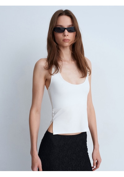 Dilvin 32726 Halter Yaka Top-ekru