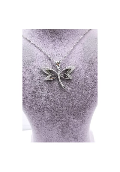 Omar Silver Kadın Yusufçuk Model Zirkon Taşlı Gümüş Kolye (513867820)