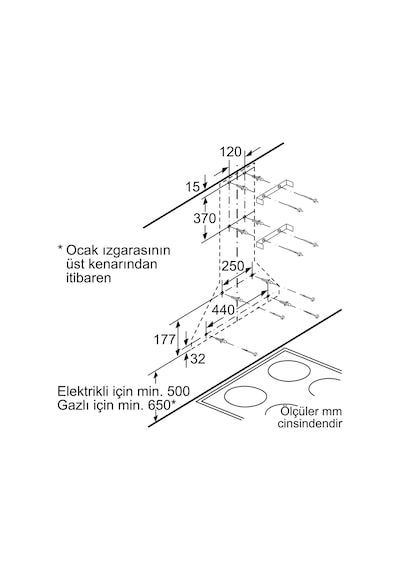 Profilo DVP6C450 Piramit 60 CM Duvar Tipi Çelik Davlumbaz