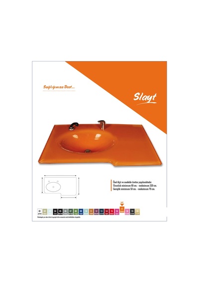 Cam Lavabo Slayt Modeli 90 x 56 CM