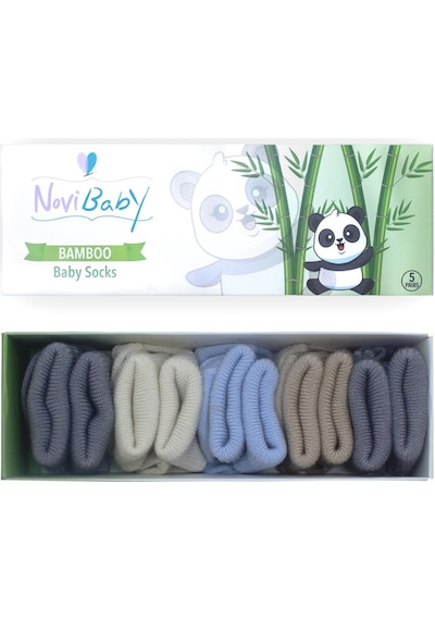 Novibaby 5'li Bambu Yenidoğan Bebek Çorabı I Baby Boy I 0-6 ay "Karışık Renkli"