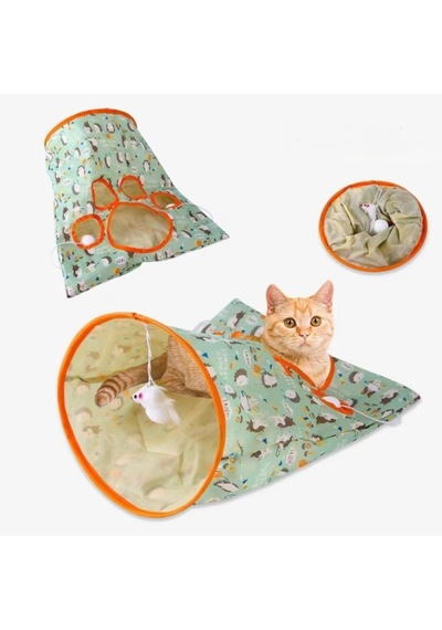 4 Adet Hışırtılı Kedi Oyun Tüneli Çanta - Peluş Fareli