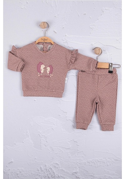 Babydonat Kirpi Nakışlı Pamuk 2'li Kız Bebek Takım Mor Babydonat Kirpi Nakışlı Pamuk 2'li Kız Bebek Takım Mor