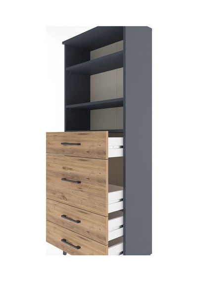 Arges Dolap 3 Raflı 4 Çekmeceli 60x30x163 Antrasit-çam Antrasit