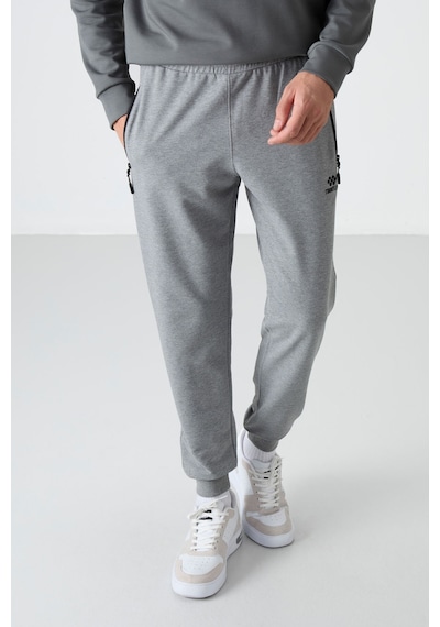 Tommylife Standart Kalıp 2li Paket Siyah-gri Melanj Erkek Eşofman Alt - 84587 Gb Melanj-siyah/siyah