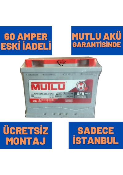 12V 60 Ah Sfb 60 Amper Mutlu Akü 600A Silver / 469684270