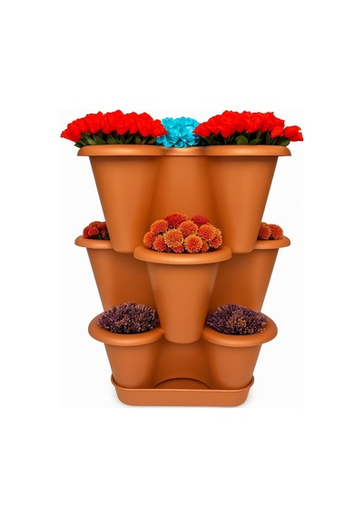 3 Katlı Şanslı Yonca Tasarımlı Dekoratif Saksı Seti, 26.5 X 26.5 Cm, Çiçek Ve Bitki Sebze Yetiştirme Sku: Smg8690010006097