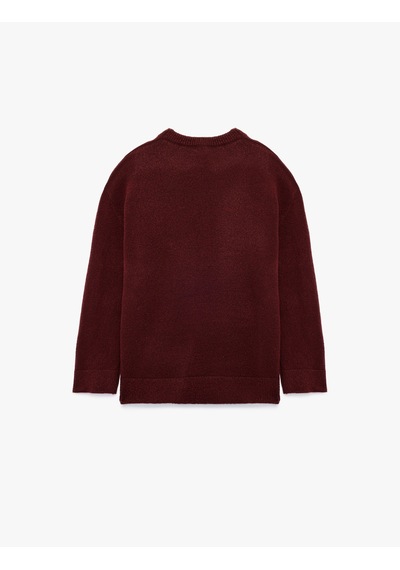 Koton Uzun Kollu Bisiklet Yaka Basic Triko Kazak Bordo 6wal90130ht Bordo