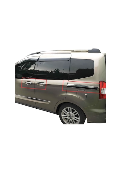 Ford Courier 3'lü Krom Set Kapı Kolu+ön Panjur+sürgü Nikelaji 2014-2018 Arası Uyumlu Paslanmaz Çelik