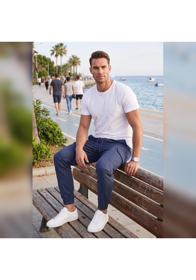 Deepsea Erkek Slim Fit Likralı Petrol Mavisi Kargo Jogger Pantolon İpli Bel Lastikli Paça 1601569 Deepsea Erkek Slim Fit Likralı Petrol Mavisi Kargo Jogger Pantolon İpli Bel Lastikli Paça 1601569