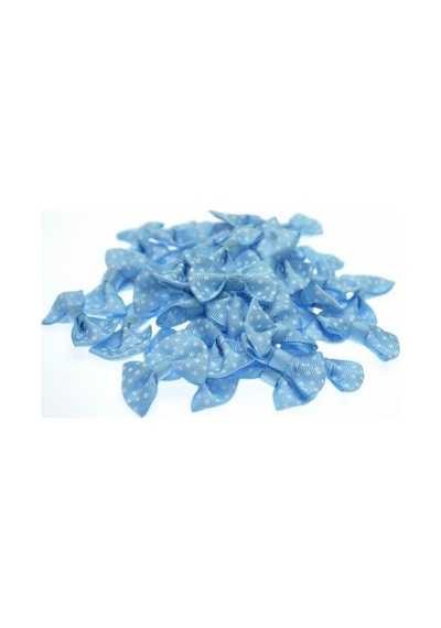 Mavi Beyaz Puantiyeli Fiyonk Süsleme Malzemesi 4cm (20 Adet)