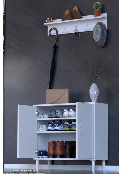 Aura Portmanto Vestiyer Ayakkabılık 2 Raf 3 Bölme 3 Kancalı Askılı Dar Alan Çok Amaçlı Dolap 75 Cm Aura Portmanto Vestiyer Ayakkabılık 2 Raf 3 Bölme 3 Kancalı Askılı Dar Alan Çok Amaçlı Dolap 75 Cm